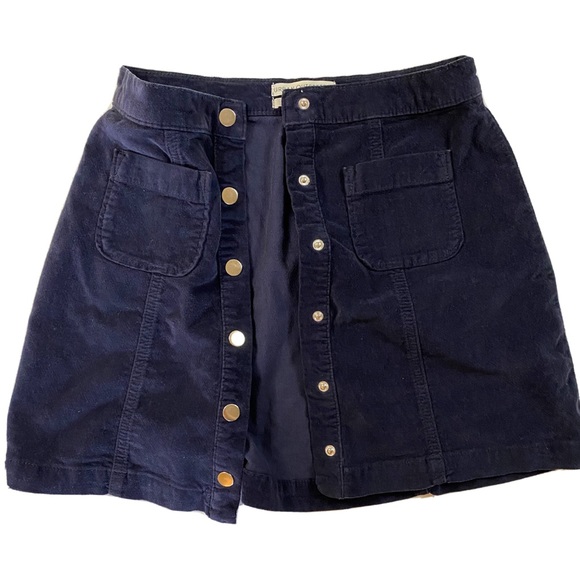 Urban Outfitters Sz XS Blue Velvet Snap Front A-Line Mini Skirt. - Picture 3 of 10
